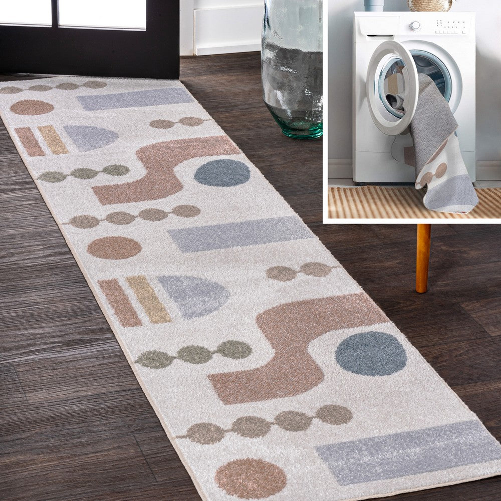 Winston Abstract Coastal Contemporary Novelty Machine-Washable Area Rug