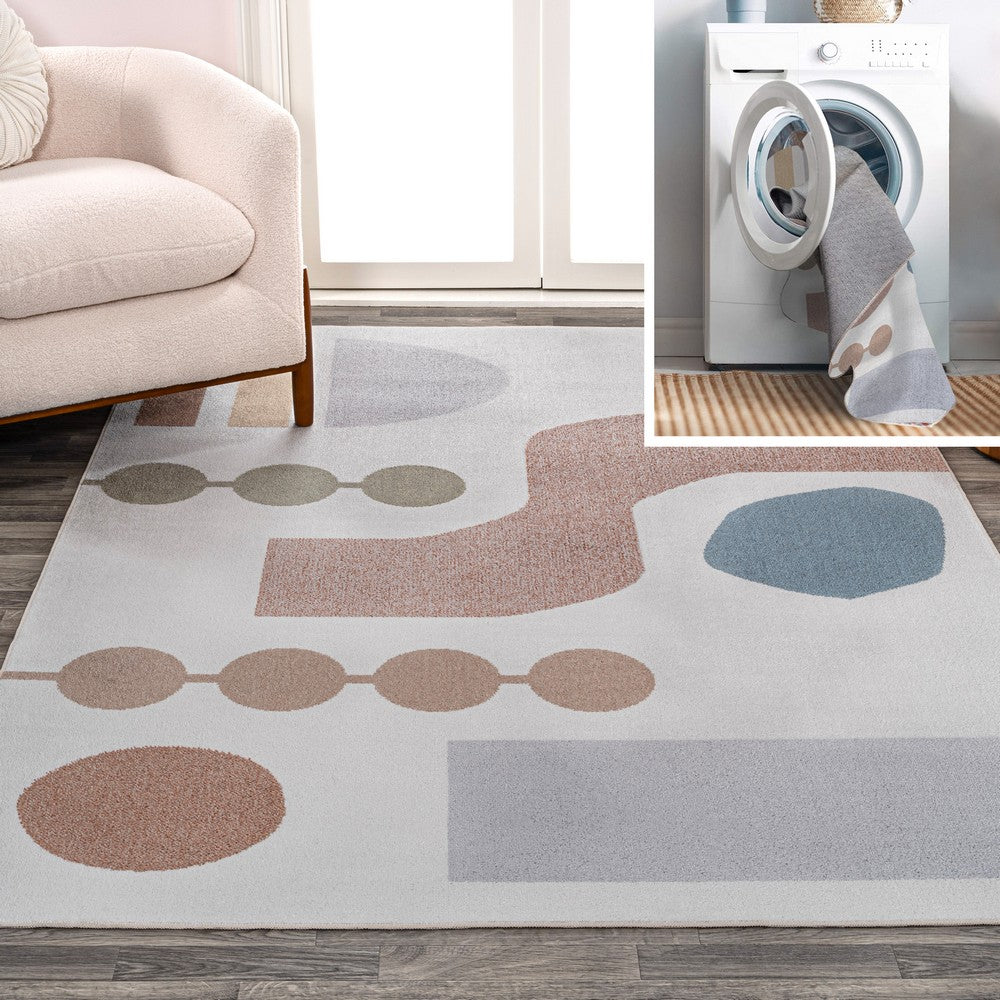 Winston Abstract Coastal Contemporary Novelty Machine-Washable Area Rug