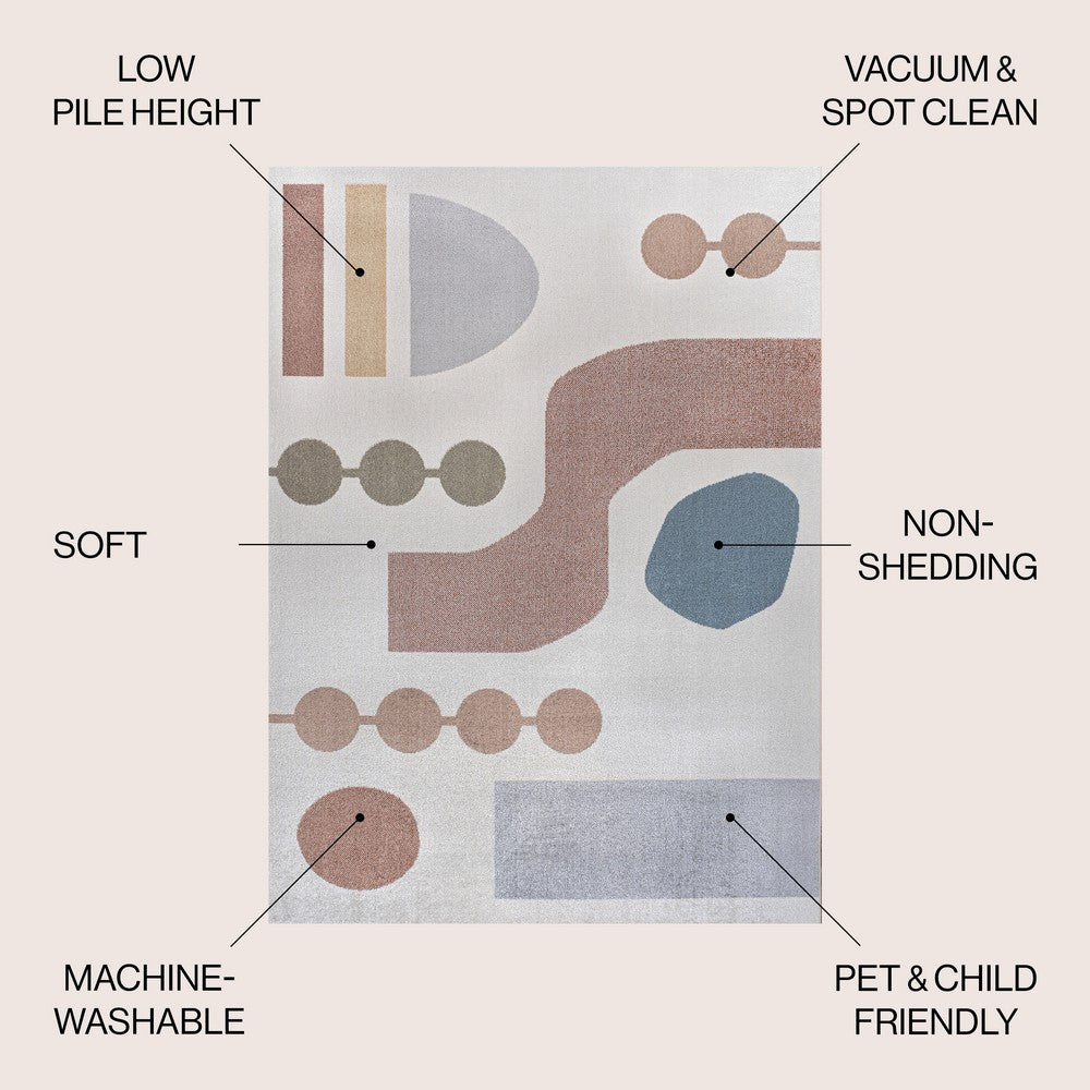 Winston Abstract Coastal Contemporary Novelty Machine-Washable Area Rug