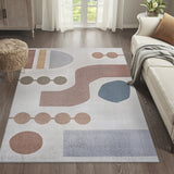 Winston Abstract Coastal Contemporary Novelty Machine-Washable Area Rug