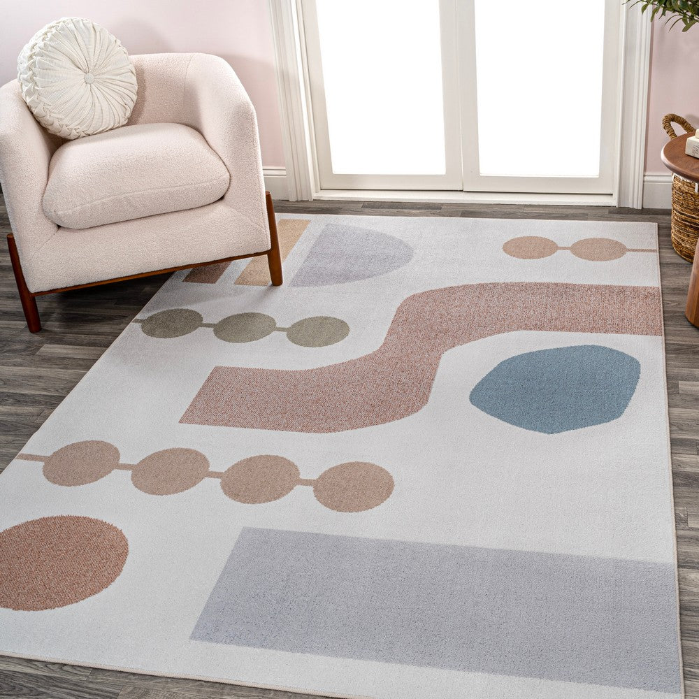 Winston Abstract Coastal Contemporary Novelty Machine-Washable Area Rug
