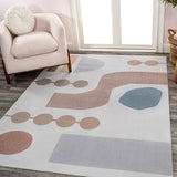 Winston Abstract Coastal Contemporary Novelty Machine-Washable Area Rug