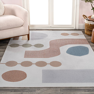 Winston Abstract Coastal Contemporary Novelty Machine-Washable Area Rug