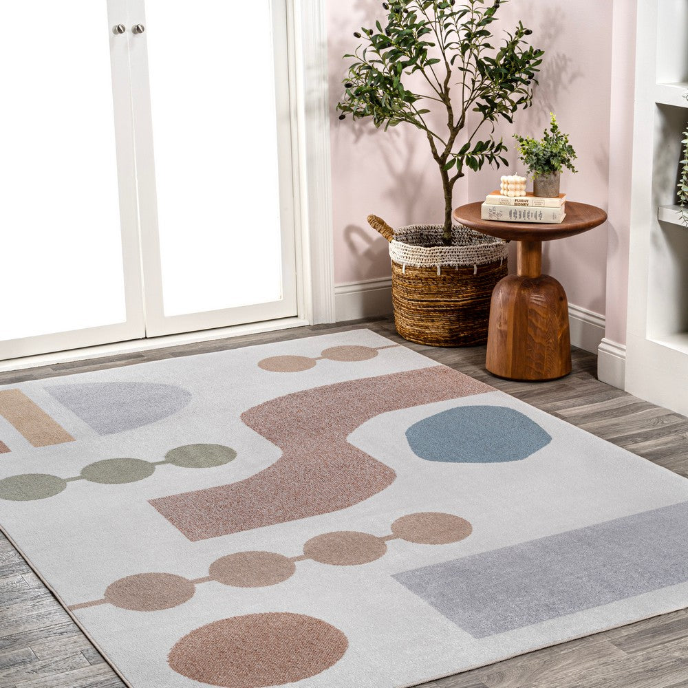Winston Abstract Coastal Contemporary Novelty Machine-Washable Area Rug