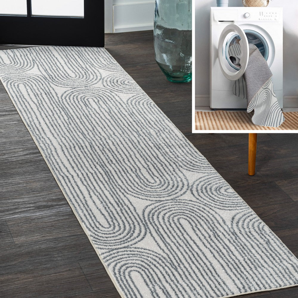 Archie Contemporary Glam Geometric Machine-Washable Area Rug