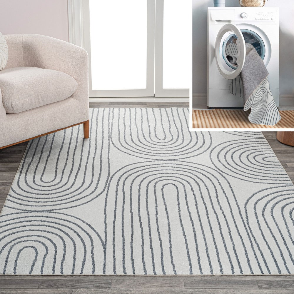 Archie Contemporary Glam Geometric Machine-Washable Area Rug