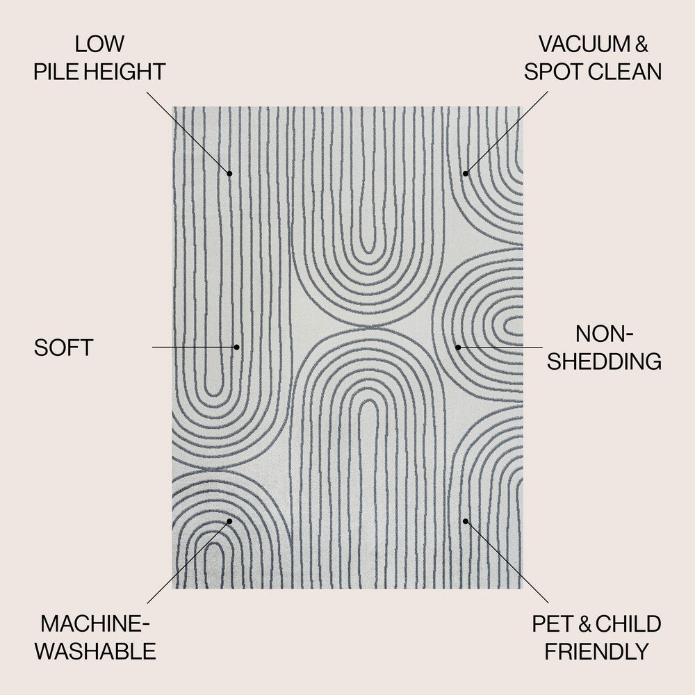 Archie Contemporary Glam Geometric Machine-Washable Area Rug