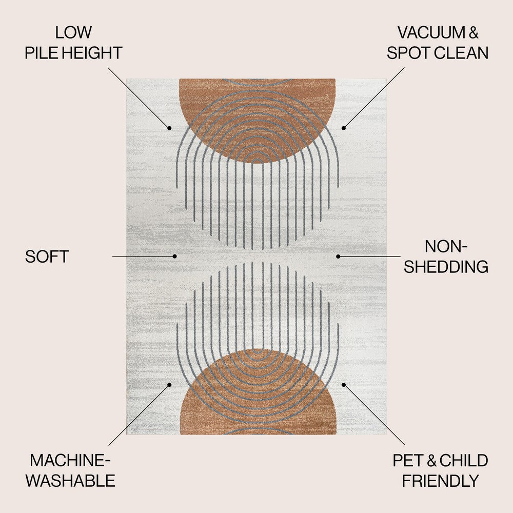 Union Geometric Modern Low-Pile Machine-Washable Area Rug