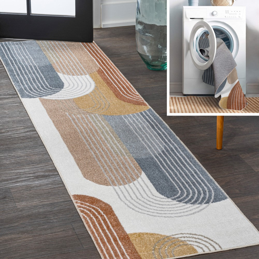 Zen Contemporary Minimalist Machine-Washable Area Rug