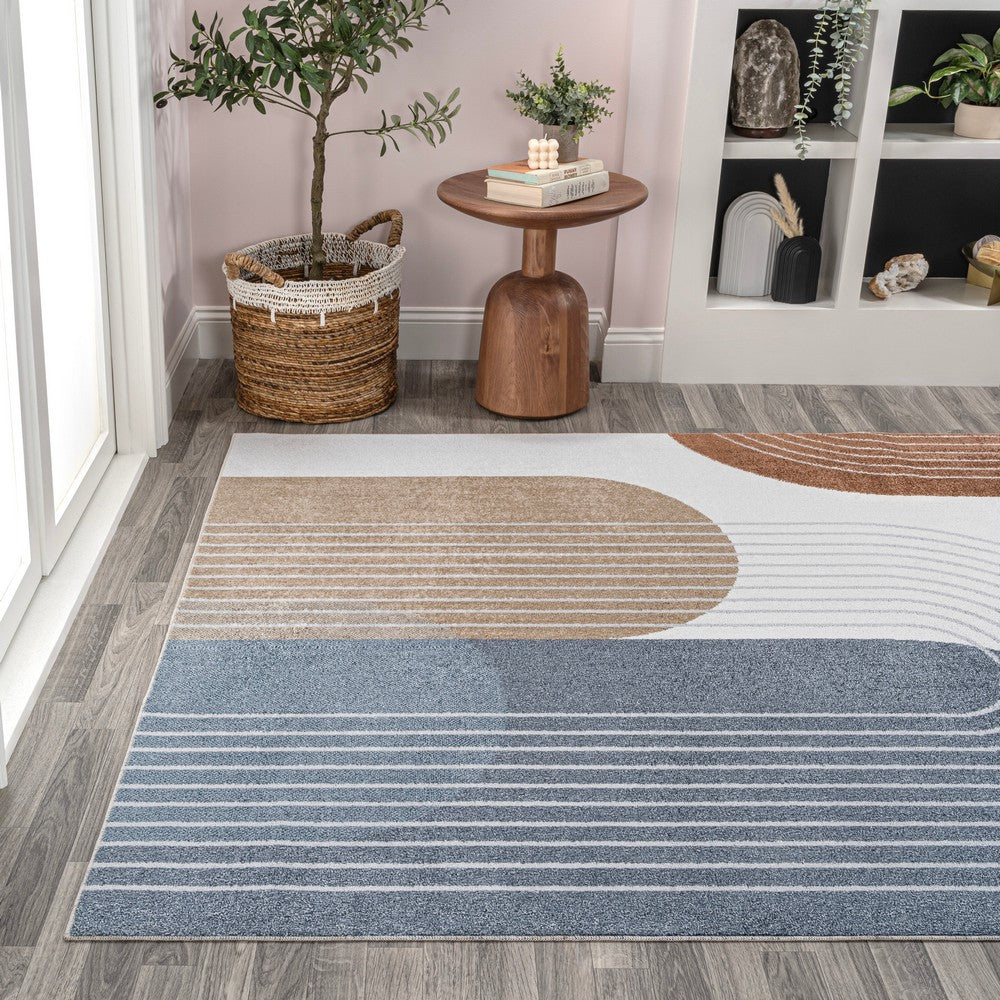 Zen Contemporary Minimalist Machine-Washable Area Rug