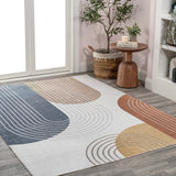 Zen Contemporary Minimalist Machine-Washable Area Rug