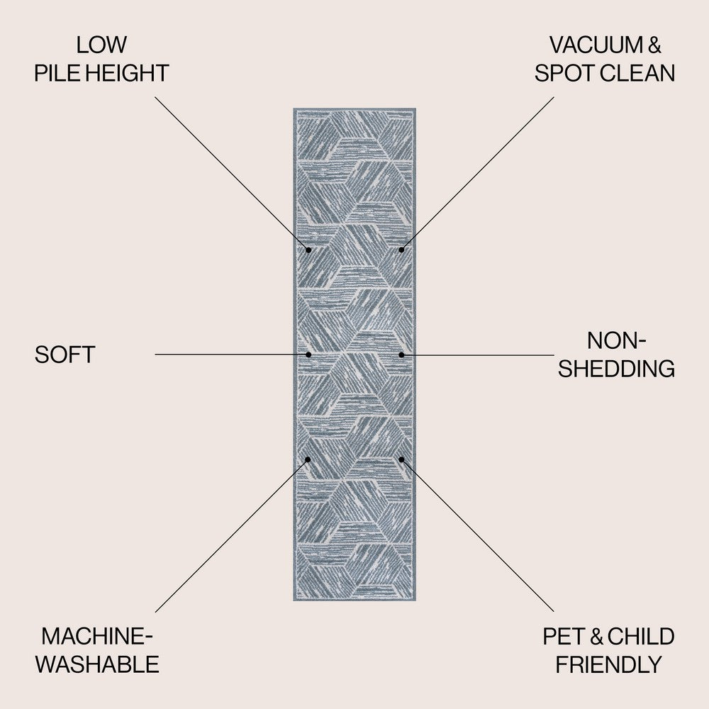 Nordic Modern Coastal Geometric Machine-Washable Area Rug
