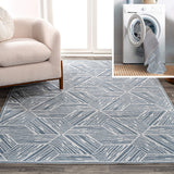 Nordic Modern Coastal Geometric Machine-Washable Area Rug