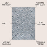Nordic Modern Coastal Geometric Machine-Washable Area Rug