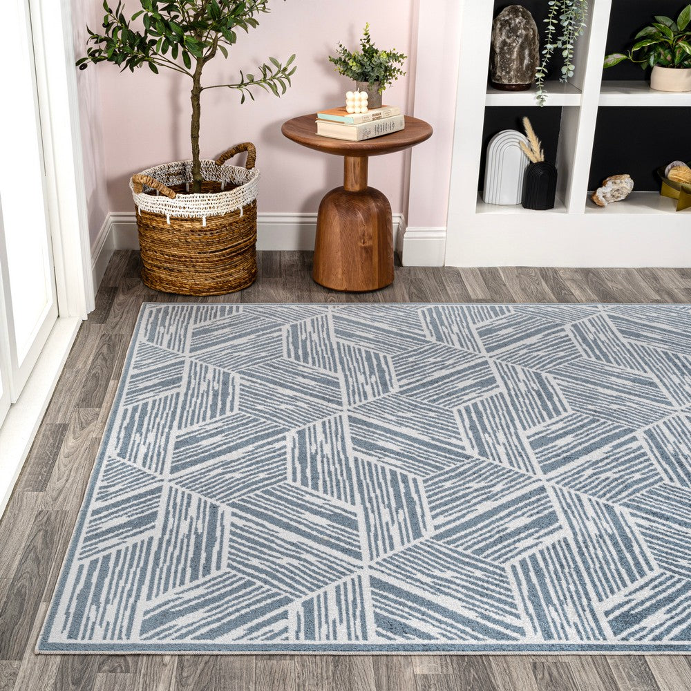 Nordic Modern Coastal Geometric Machine-Washable Area Rug
