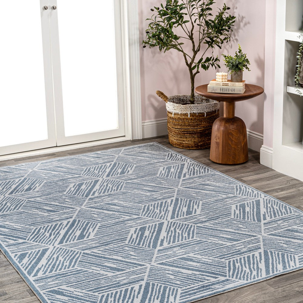 Nordic Modern Coastal Geometric Machine-Washable Area Rug