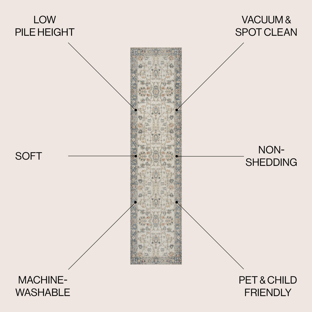 Marilyn Persian Border Low-Pile Machine-Washable Area Rug