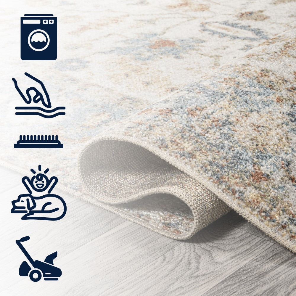 Marilyn Persian Border Low-Pile Machine-Washable Area Rug