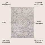 Persian Distressed Medallion Low-Pile Machine-Washable Area Rug
