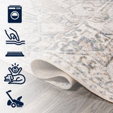 Persian Distressed Medallion Low-Pile Machine-Washable Area Rug