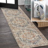 Julita Bold Distressed Medallion Low-Pile Machine-Washable Area Rug