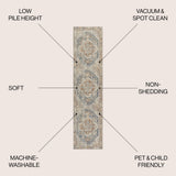 Julita Bold Distressed Medallion Low-Pile Machine-Washable Area Rug