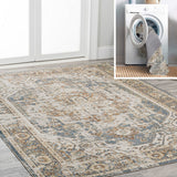 Julita Bold Distressed Medallion Low-Pile Machine-Washable Area Rug