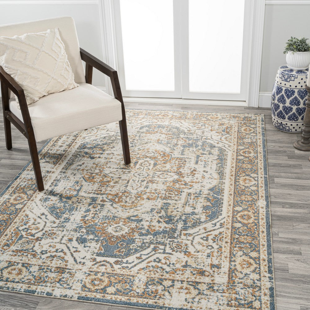 Julita Bold Distressed Medallion Low-Pile Machine-Washable Area Rug