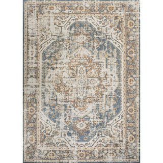 Julita Bold Distressed Medallion Low-Pile Machine-Washable Area Rug