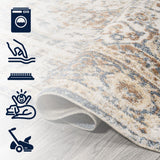Julita Bold Distressed Medallion Low-Pile Machine-Washable Area Rug