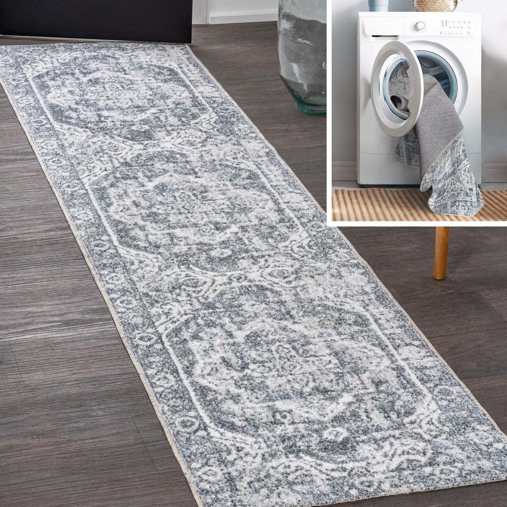 Julita Bold Distressed Medallion Low-Pile Machine-Washable Area Rug