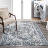 Julita Bold Distressed Medallion Low-Pile Machine-Washable Area Rug