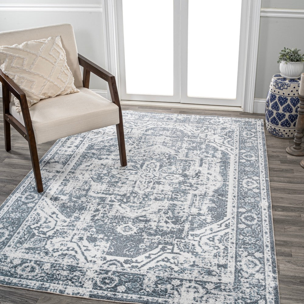 Julita Bold Distressed Medallion Low-Pile Machine-Washable Area Rug