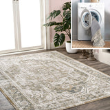 Julita Bold Distressed Medallion Low-Pile Machine-Washable Area Rug