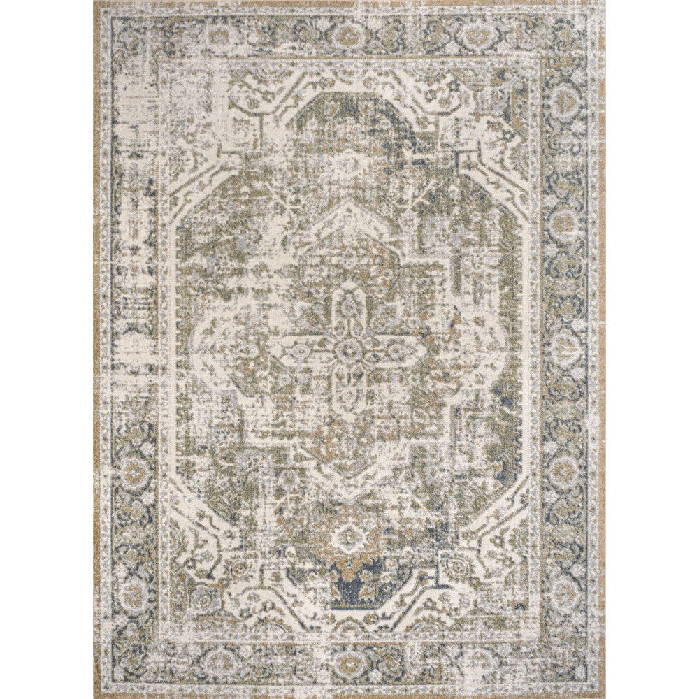 Julita Bold Distressed Medallion Low-Pile Machine-Washable Area Rug