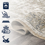 Julita Bold Distressed Medallion Low-Pile Machine-Washable Area Rug