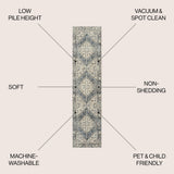 Lotus Distressed Medallion Low-Pile Machine-Washable Area Rug