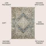 Lotus Distressed Medallion Low-Pile Machine-Washable Area Rug