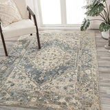 Lotus Distressed Medallion Low-Pile Machine-Washable Area Rug