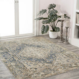 Lotus Distressed Medallion Low-Pile Machine-Washable Area Rug