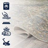 Lotus Distressed Medallion Low-Pile Machine-Washable Area Rug