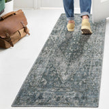 Lotus Distressed Medallion Low-Pile Machine-Washable Area Rug