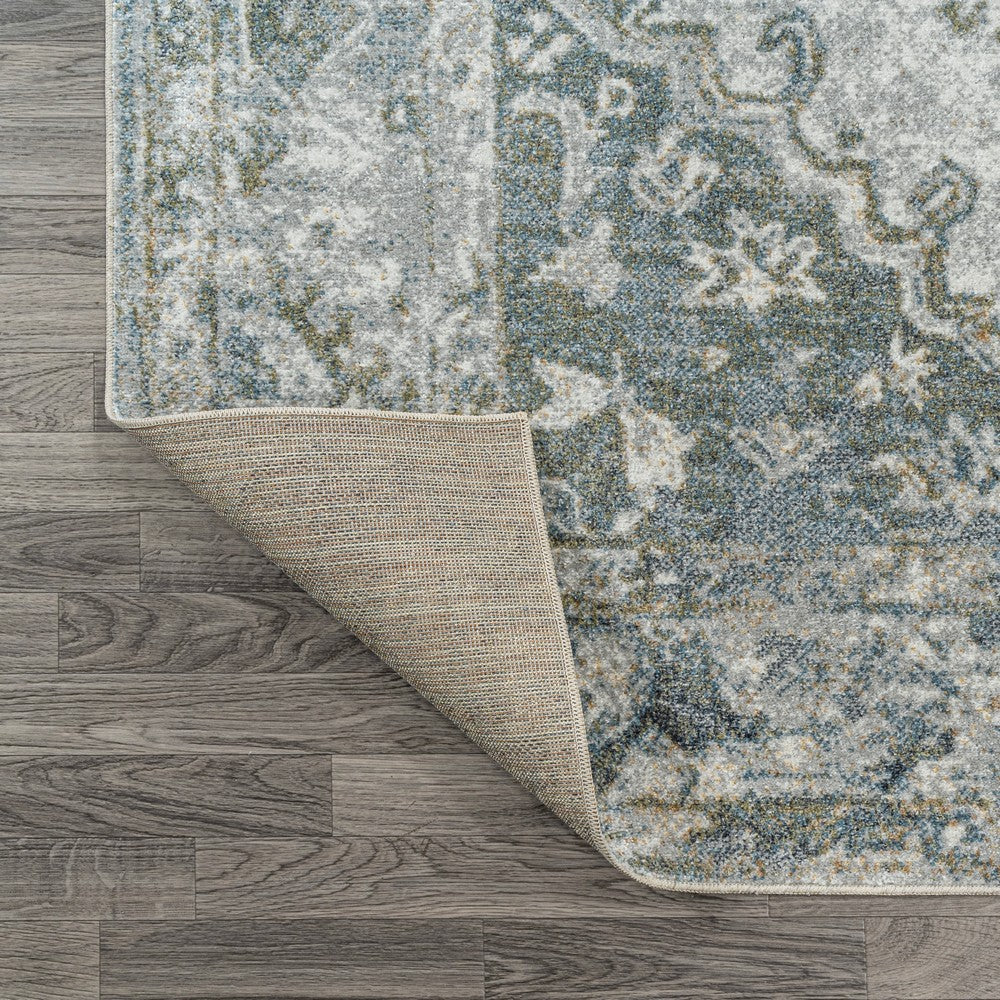 Lotus Distressed Medallion Low-Pile Machine-Washable Area Rug