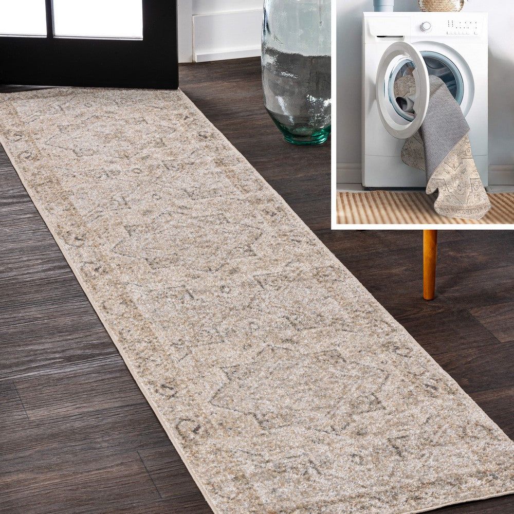 Gemini Vintage Native American Medallion Machine-Washable Area Rug