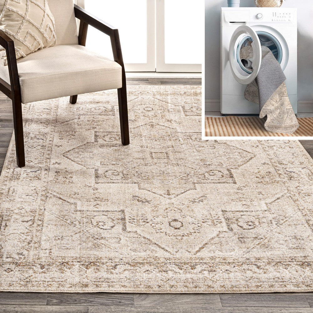 Gemini Vintage Native American Medallion Machine-Washable Area Rug
