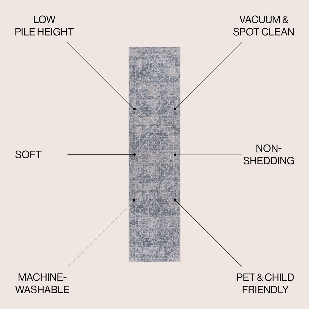 stalsme Global Medallion Low-Pile Machine-Washable Area Rug