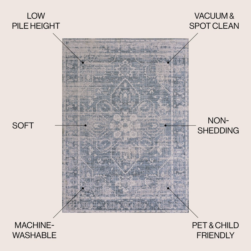 stalsme Global Medallion Low-Pile Machine-Washable Area Rug