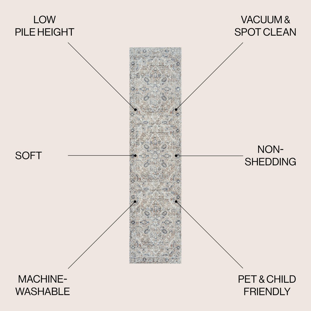 stalsme Global Medallion Low-Pile Machine-Washable Area Rug