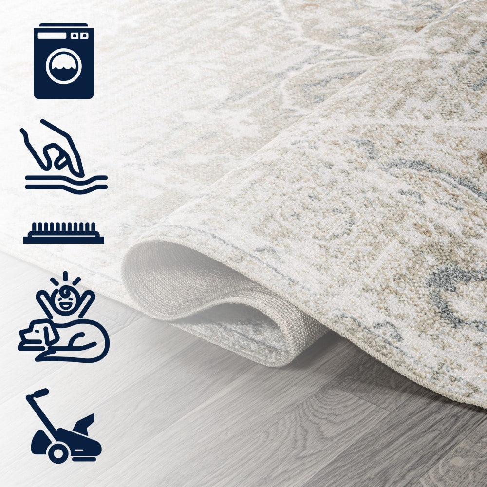 stalsme Global Medallion Low-Pile Machine-Washable Area Rug