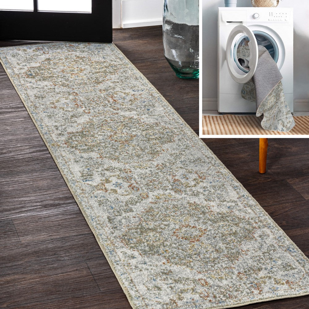 Tarifa Bohemian Medallion Low-Pile Machine-Washable Area Rug